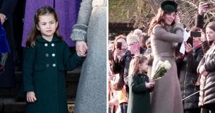 Un niño de 6 años le da a la princesa Charlotte un ramo de rosas y ella se pone tímida