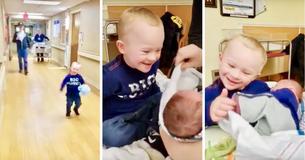 Un petit garçon trisomique de 4 ans rencontre son frère cadet pour la première fois