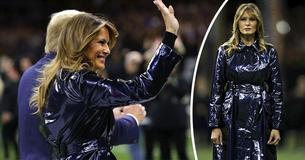 Melania Trump fait une déclaration de mode dans un élégant manteau en vinyle inspiré des années 80 au jeu du championnat national 2020