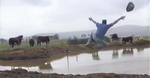 Farmer Jumps For Joy After Rain Drenches His Drought-Affected Cattle Farm