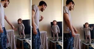Peuter weigert van tafel te gaan en veroorzaakt een schattig vader-dochter debat