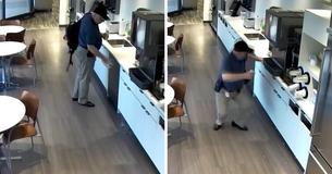 Un homme glisse sur des glaçons dans la cafétéria de son lieu de travail et déclare frauduleusement avoir été blessé