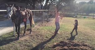 Des petites filles commencent à danser sur une chanson populaire, mais un cheval leur vole la vedette