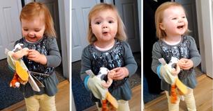 Un père demande à sa fille de chanter "Old MacDonald", ce qu'elle fait avec sa propre version
