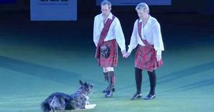 Paar bereidt zich voor op "Riverdance" dans maar  hond doet het zo goed dat hij de hele show steelt