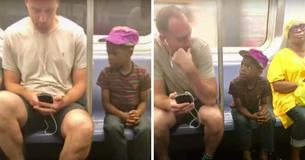 Un passager a enregistré secrètement une scène réconfortante où un homme surprend un petit garçon en train de regarder son téléphone