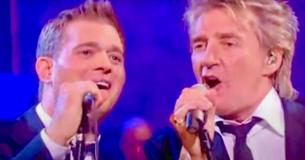 Die Duett-Performance von Michael Bublé und Rod Stewart begeistert das Publikum