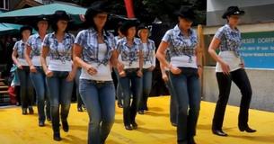Danseressen dansen heerlijke linedans op klassieker 