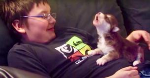 Populaire video toont schattige husky-pup die voor de eerste keer leert huilen