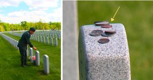 Si encuentras monedas en la lápida de un militar, deja más monedas para rendirle honores