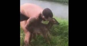 Brave Man Jumps Into Freezing Water In Boxers In Order To Save Drowning Deer