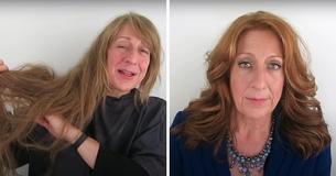 Une femme se fait couper ses cheveux longs dans un relooking extrême