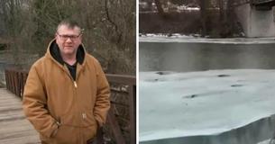 Local Resident Jumps Into Ice-Cold Creek In Order To Save Dog's Life