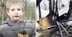 Dappere, kleine 7-jarige jongen stormt terug het brandende huis in om zijn babyzusje te redden
