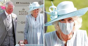 Herzogin Camilla ist der Inbegriff von Eleganz im blauen Kleid und passender Maske am ersten Tag von Royal Ascot