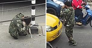 Struggling Street Performer Is Comforted By His Loyal Dog After Audience Ignores Him