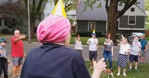 93-Year-Old Bursts With Joy As She Sees Neighbors On Lawn For Birthday Dance