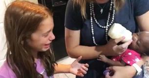 Girl Isn't Aware Parents Adopted Baby Until Mom Walks In Holding Brand New Sister