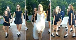 Irish Dancers Entertain Wedding Guests And Bride Joins Them To Astonish The Crowd With Her Performance