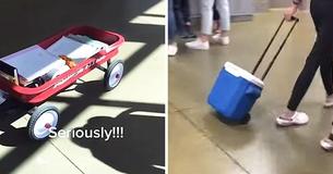 Video Clip Shows Students Using Laundry Baskets And Shopping Carts After Backpack Ban In Idaho Schools