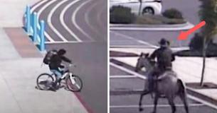 Thief Attempts To Steal A Woman’s Bike, But Then A Cowboy Pulls Up On A Horse Like Out Of A Movie