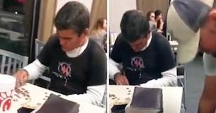Homeless Man Counts Change At Restaurant, Then Three Teens Drop Heavy Bag Of Gifts At His Feet