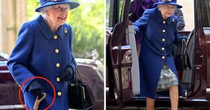 Op 95-jarige leeftijd gebruikt de koningin een wandelstok voor extra ondersteuning in Westminster Abbey