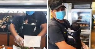 'Normalize This': Service Worker With Baby Strapped To Chest Sparks Debate On Working Parents