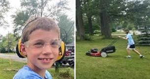 8-Year-Old Boy Mows Lawns For Those In Need During Summer Vacation