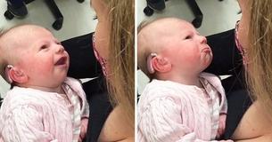 Un moment émouvant montre un bébé sourd qui entend la voix de sa mère pour la toute première fois