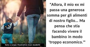 Un padre è furioso dopo aver realizzato che la sua ex spende solo una parte degli alimenti per il figlio e lei si rivolge a Internet per avere sostegno