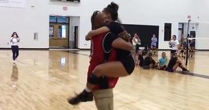 After Being Overseas For Work For 16 Months, Father Surprises Daughter At Volleyball Practice