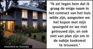 Vrouw weigert om de naam van haar vriend op te nemen in het contract voor een woning. Hij wordt kwaad en praat niet meer met haar