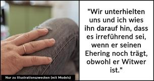 Frau beschuldigt Witwer, "irreführend" zu sein, weil er immer noch einen Ehering trägt und konfrontiert ihn öffentlich damit