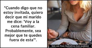 Esposa se cuela en la cena familiar de su marido tras ser excluida regularmente de ella