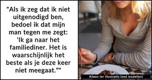 Echtgenote valt het familiediner van haar man binnen nadat ze er regelmatig van uitgesloten werd