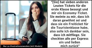 Frau trennt sich am Flughafen von ihrem Freund, nachdem seine Mutter ihr ein "kostenloses Economy-Ticket" geschenkt hat