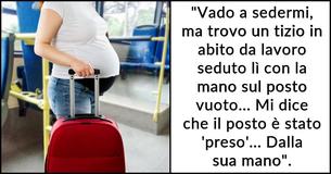 Donna incinta fa una scenata sull'autobus dopo che un uomo si rifiuta di togliere la mano dal sedile vuoto per lei
