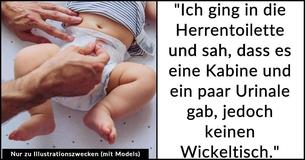 Vater gerät in Panik, als eine Frau ihn anschreit, weil er auf der Damentoilette die Windel seines Babys wechselt