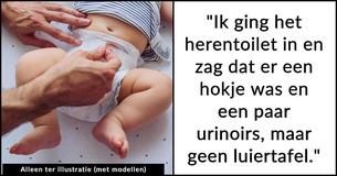 Vader raakt in paniek nadat vrouw tegen hem schreeuwt omdat hij de luier van zijn baby verschoont in het damestoilet