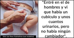 Un padre entra en pánico cuando una mujer grita porque entró a un baño de damas para poder cambiarle el pañal a su bebé