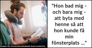 En man vägrar att byta plats med en mamma så att hon kan sitta bredvid sitt lille barn och säger att det inte är mitt problem