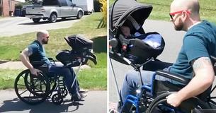 Estudiantes construyen una silla de ruedas para que un padre con discapacidad pueda llevar a su hijo de paseo