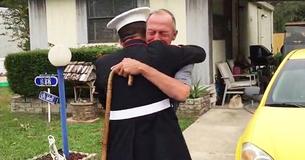 Veteran Brought To Tears After Marine Grandson He Hadn’t Seen In Two Years Surprises Him For His Birthday
