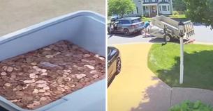 Teen Watches Her Dad Pour 80,000 Pennies In Child Support On Her Lawn & Replies With Positivity