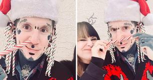 Fully Tattooed Father Hopes To Achieve World Record With Candy Canes Hanging In His Piercings