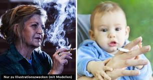 Besorgte Mutter sagt der rauchenden Schwiegermutter, dass sie duschen und sich umziehen soll, bevor sie ihr Baby anfasst