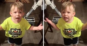 Toddler Rants Adorably After His Mom Leaves Without Giving Him A Goodbye Kiss