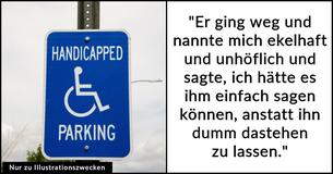 Frau fragt, ob es falsch war, herausfordernd ihr Bein abzunehmen, nachdem ein Mann sie angeschrien hat, weil sie auf einem Behindertenparkplatz geparkt hat