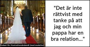 Bruden stressad efter att hennes narcissistiska fästman insisterar på att hon ska gå ner till altaret med "någon annan" och inte med sin far